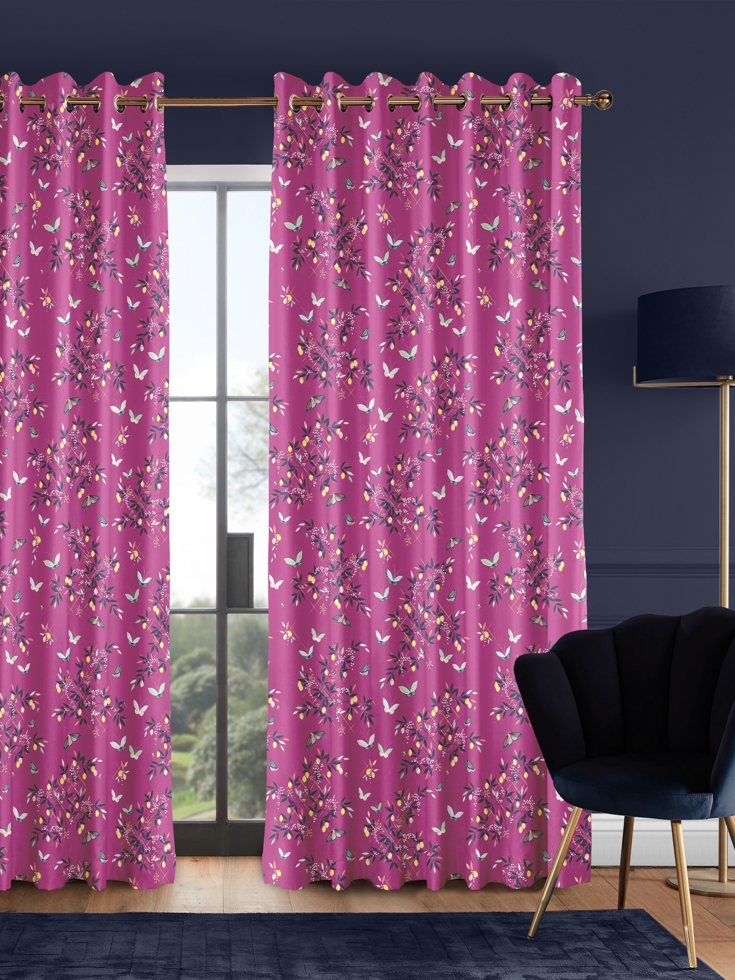 sara miller butterflies & trellis purple curtains