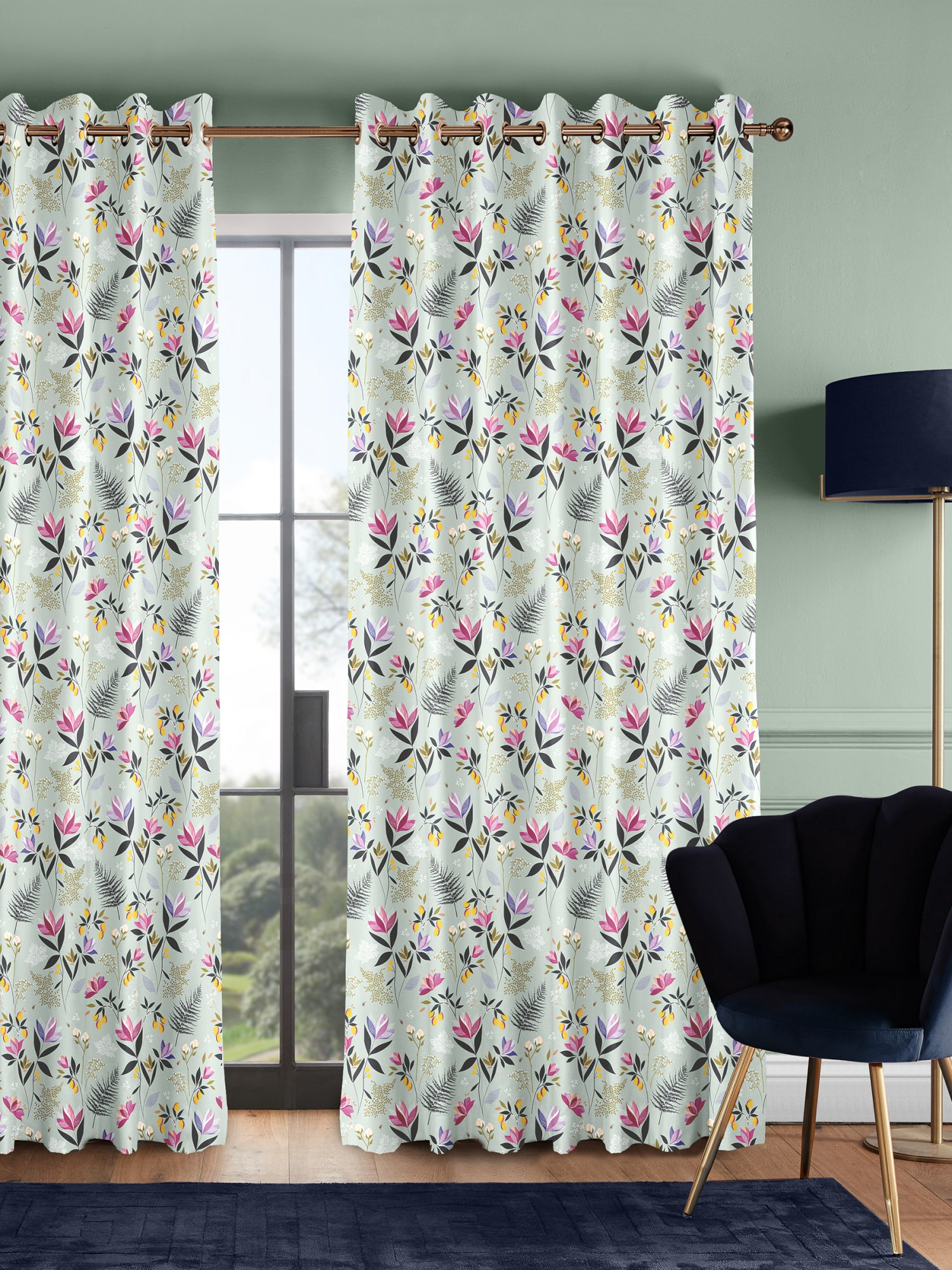 sara miller orchard floral duckegg curtains