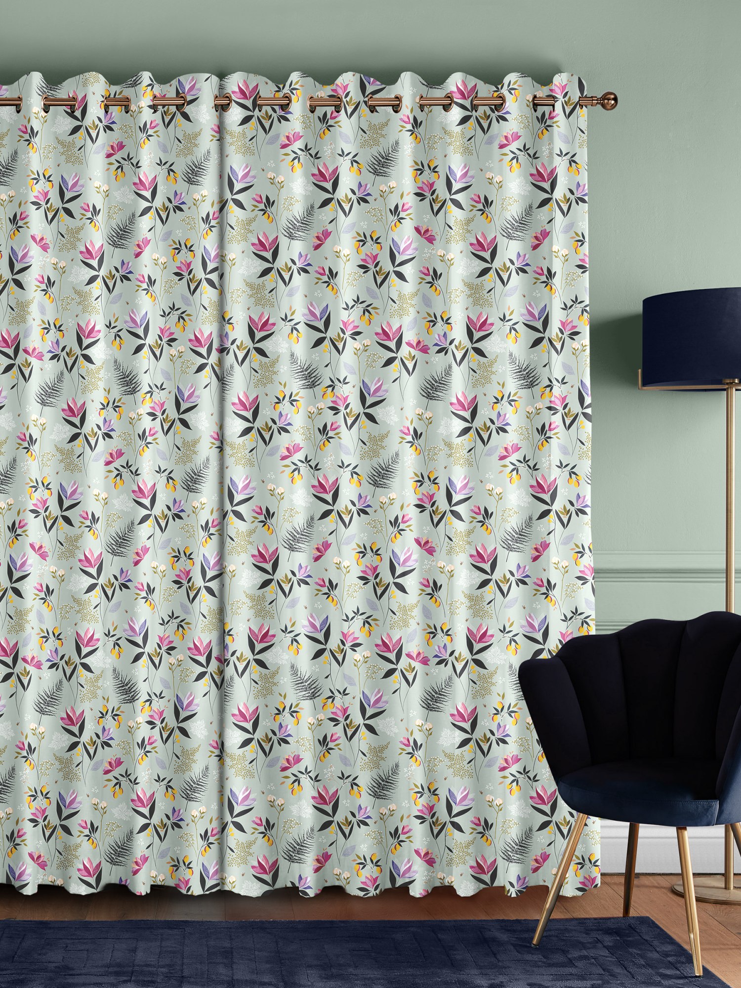sara miller orchard floral duckegg curtains