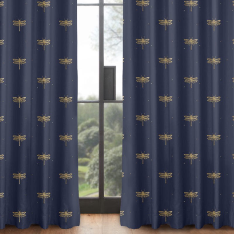 Sara Miller Dragonfly Navy Curtains