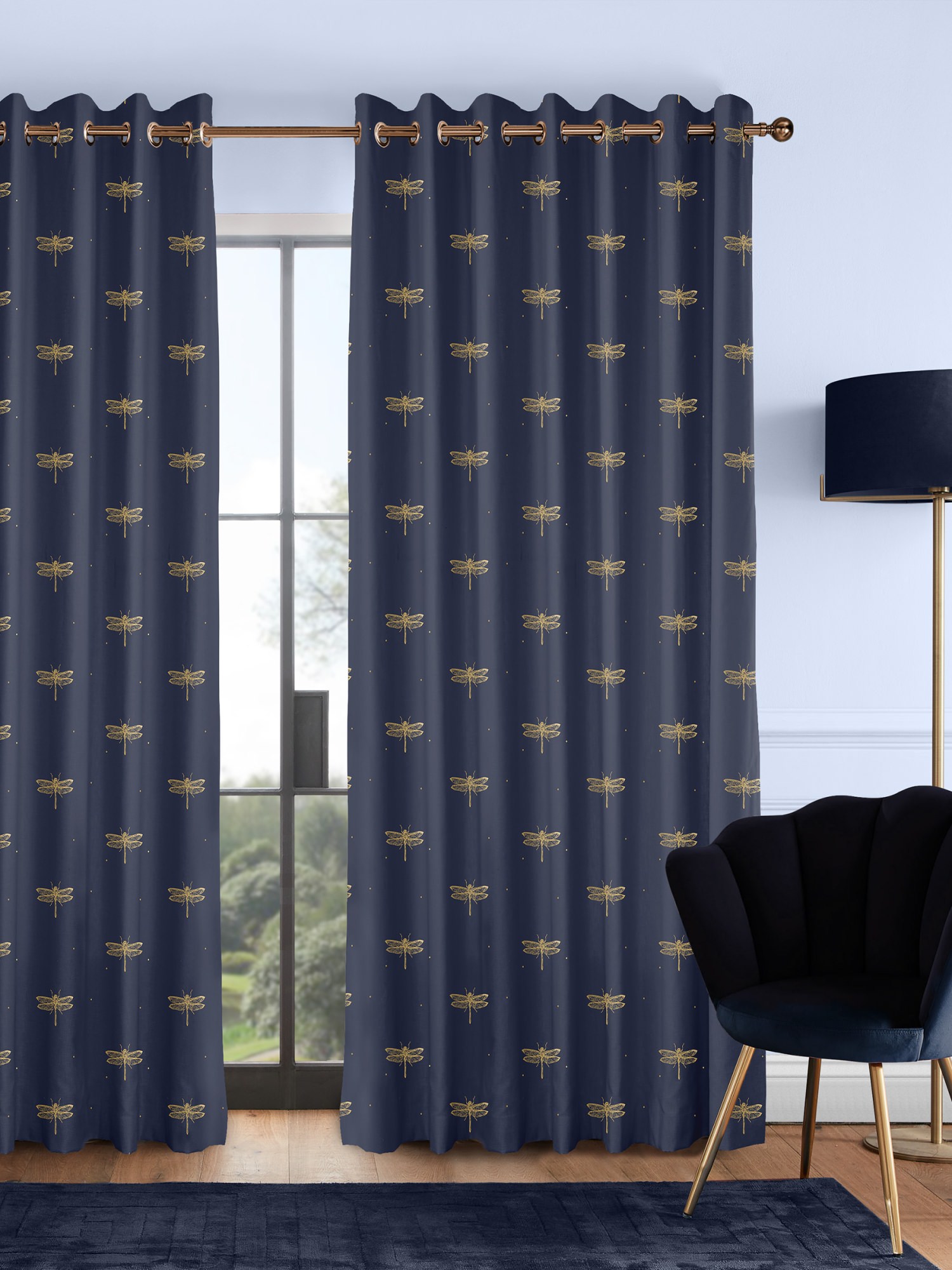 sara miller dragonfly navy curtains