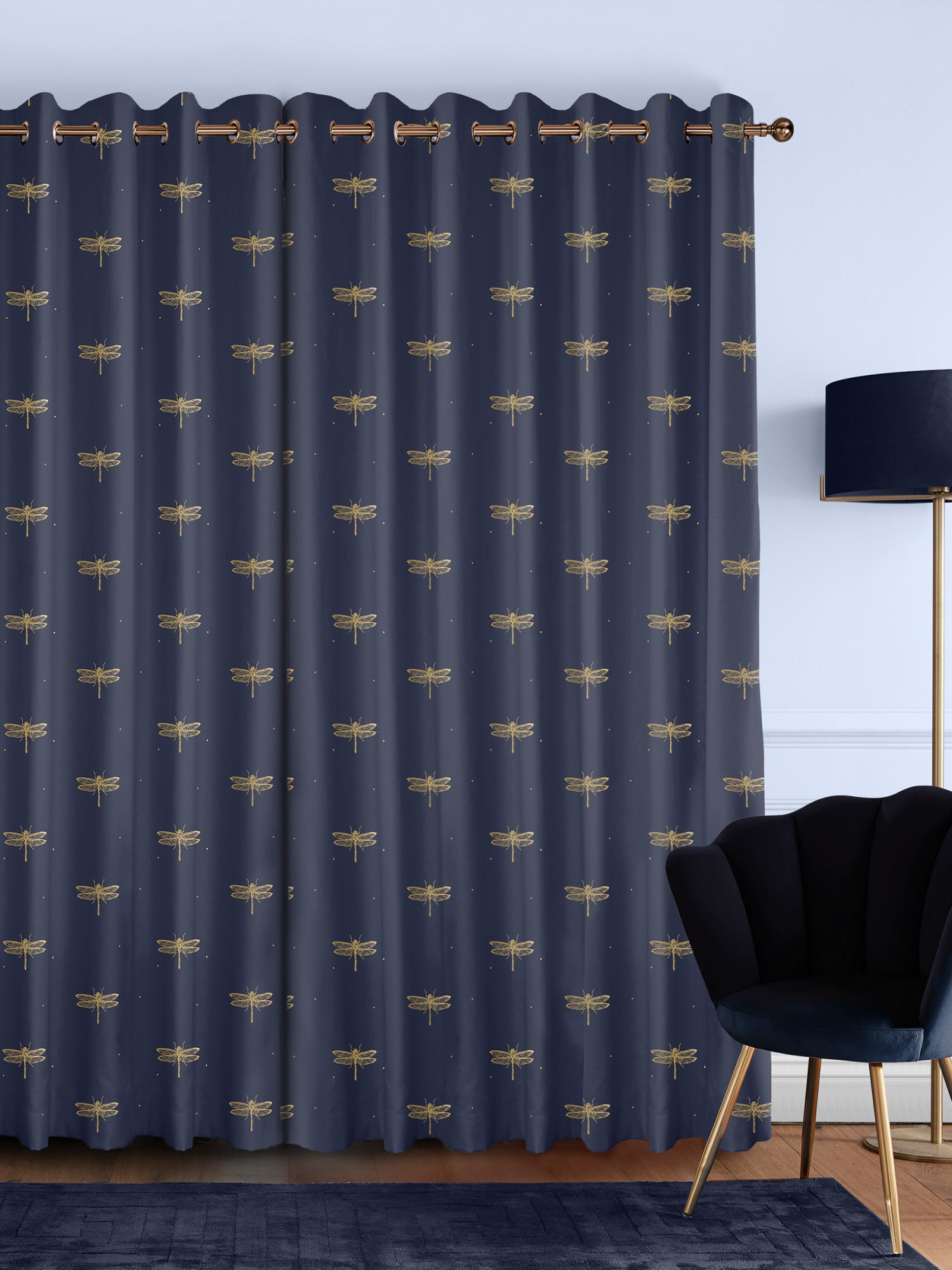 sara miller dragonfly navy curtains