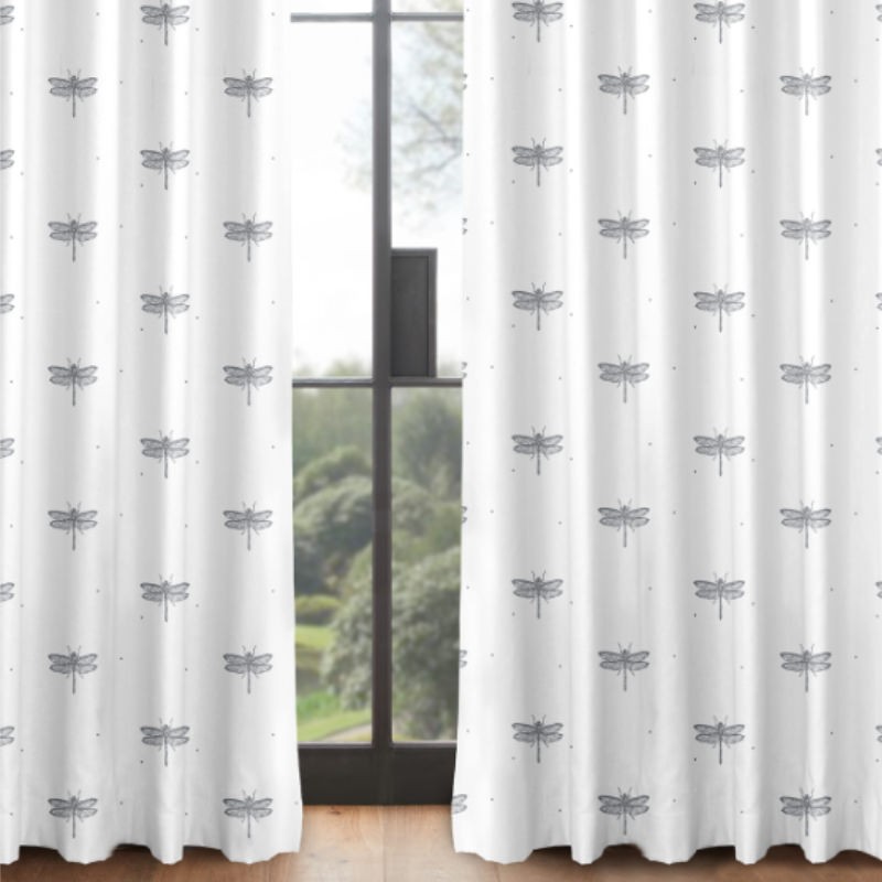 Sara Miller Dragonfly White Curtains