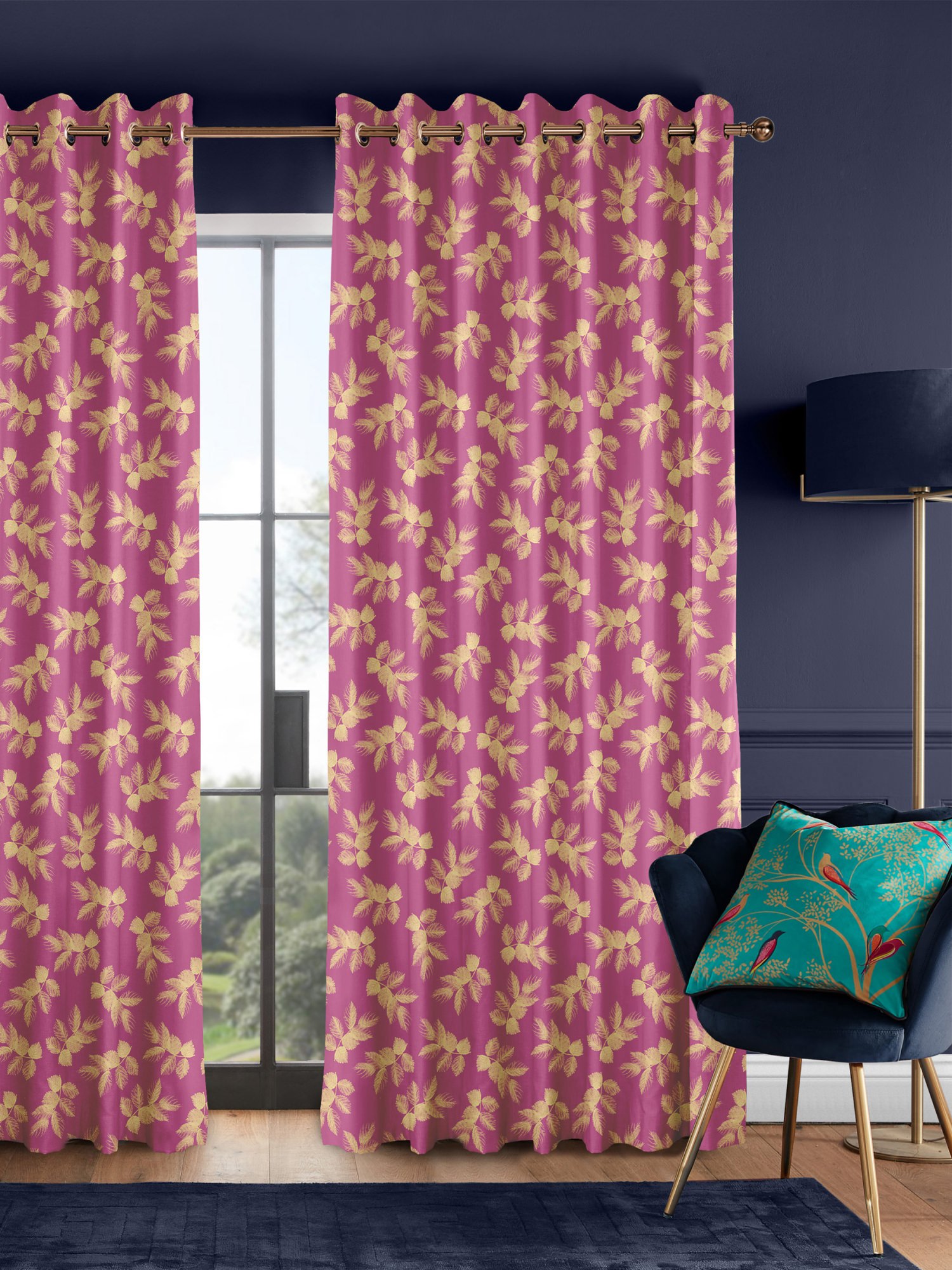 sara miller etched leaves fuchsia curtains