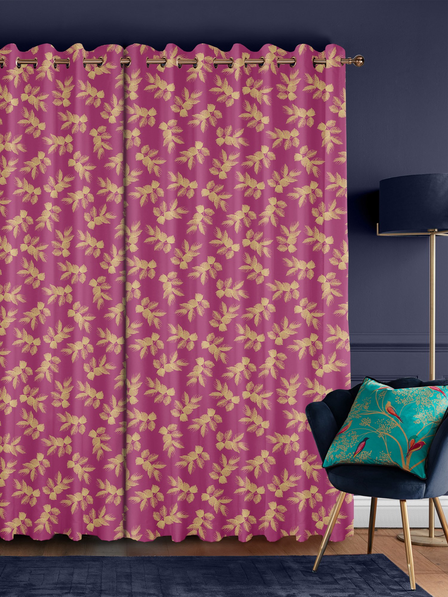 sara miller etched leaves fuchsia curtains
