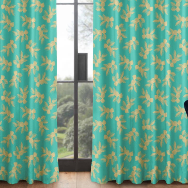 Sara Miller Etched Leaves Green Curtains