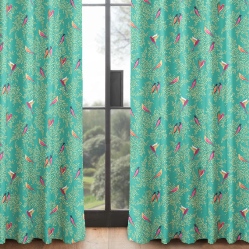 Sara Miller Green Birds Curtains