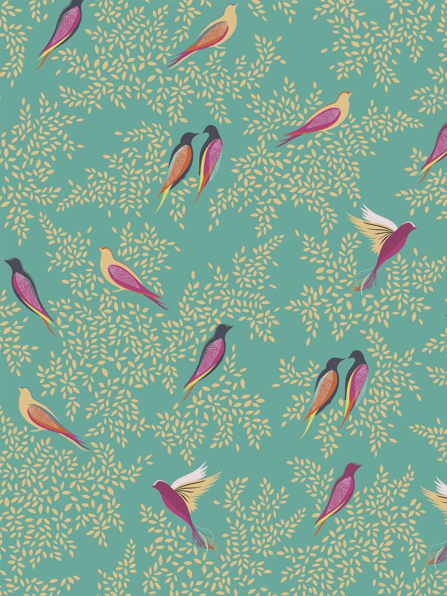 sara miller green birds curtains