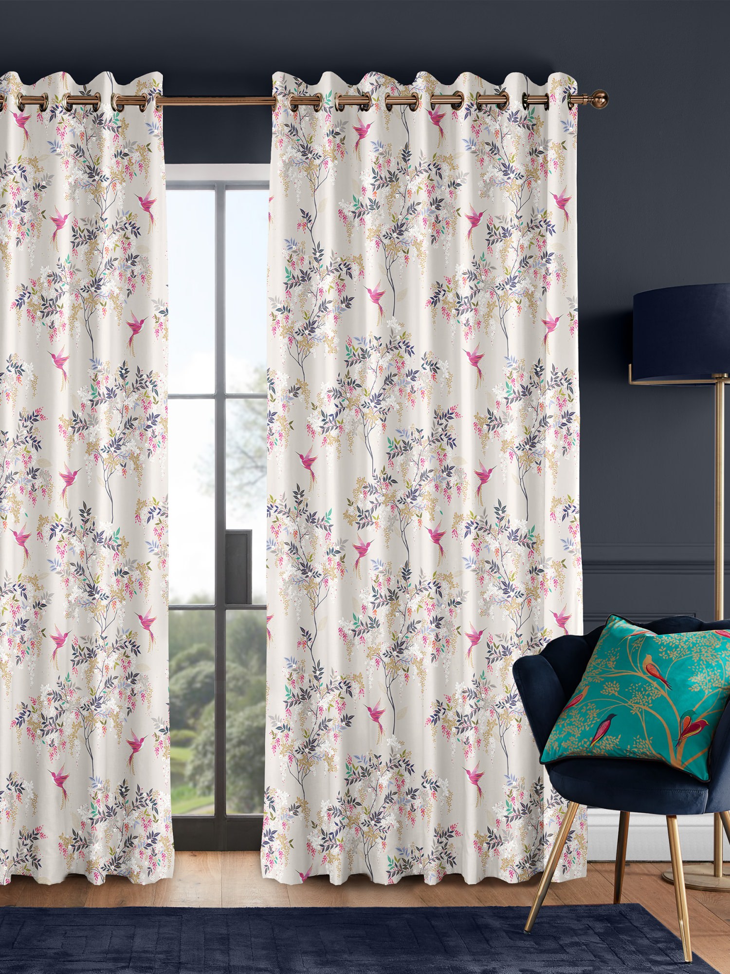 sara miller hummingbird oyster curtains