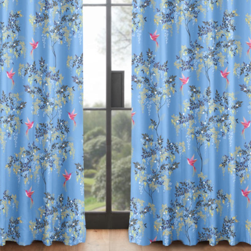 Sara Miller Hummingbird Cornflower Blue Curtains