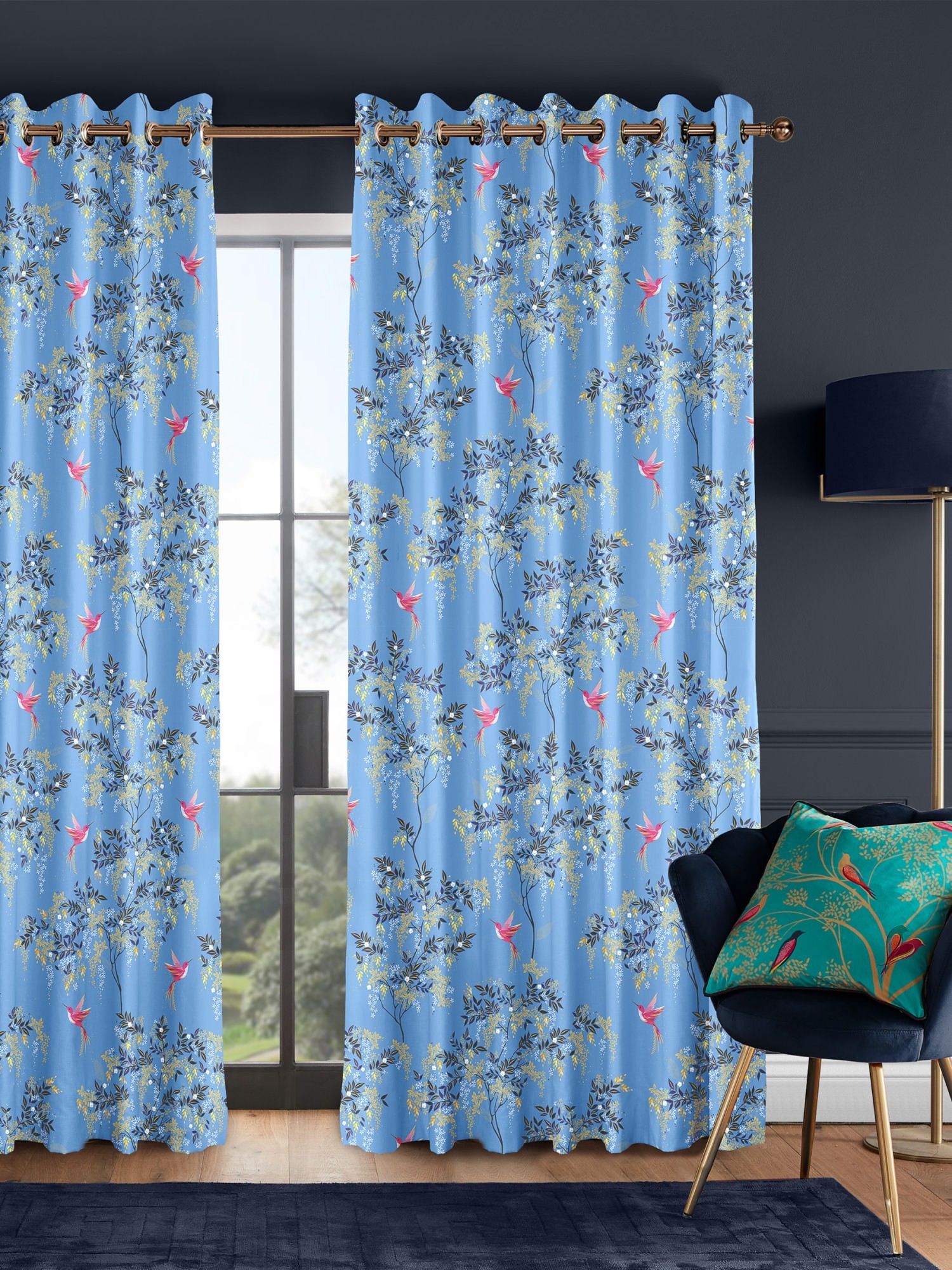 sara miller hummingbird cornflower blue curtains
