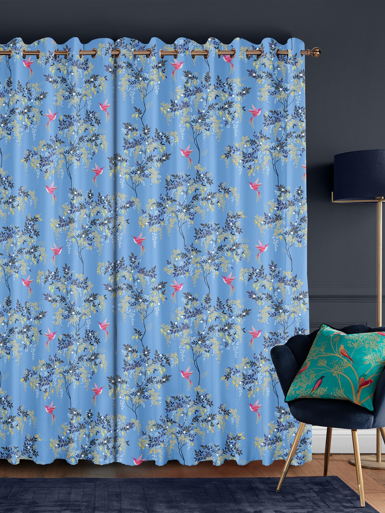 sara miller hummingbird cornflower blue curtains