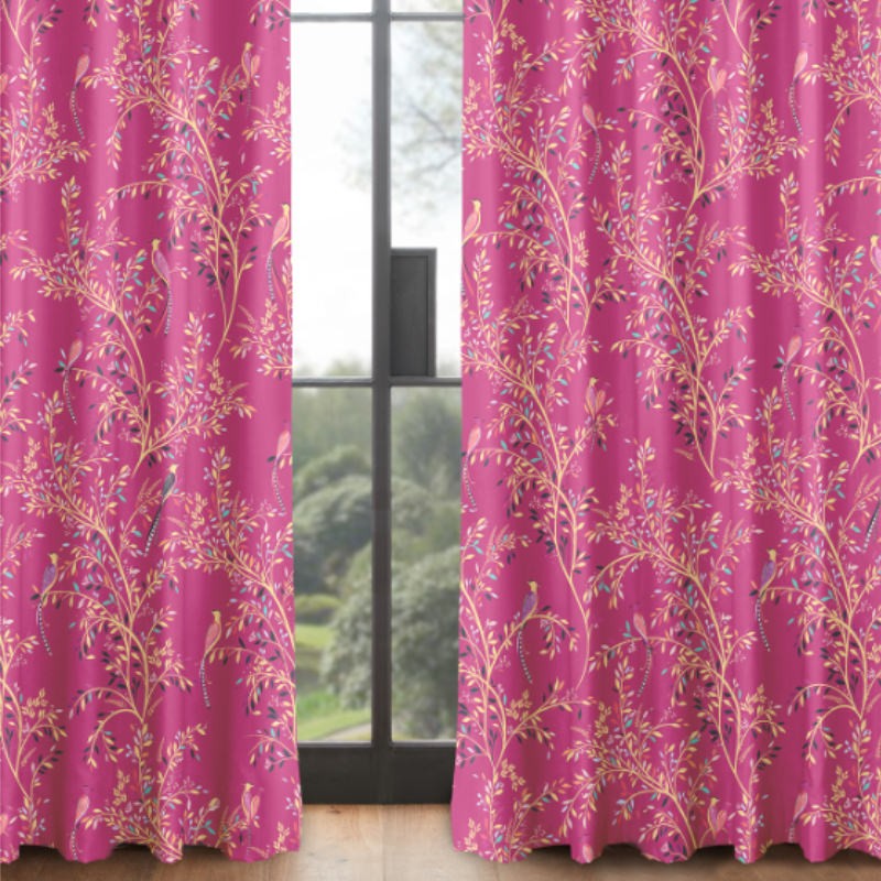 Sara Miller Birds of Paradise Fuchsia Curtains