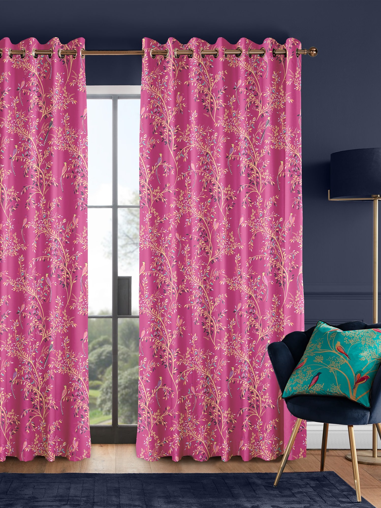 sara miller birds of paradise fuchsia curtains