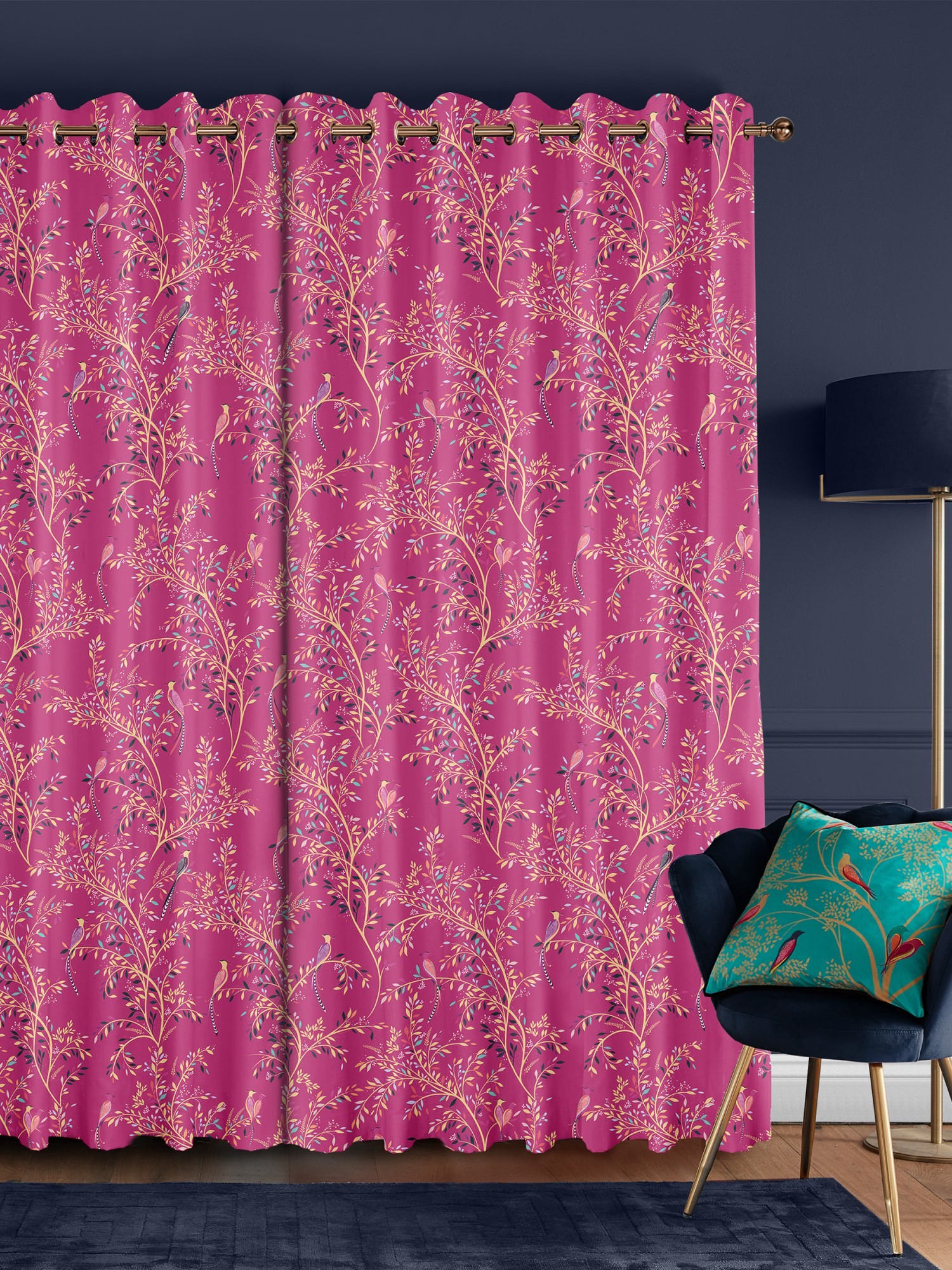sara miller birds of paradise fuchsia curtains
