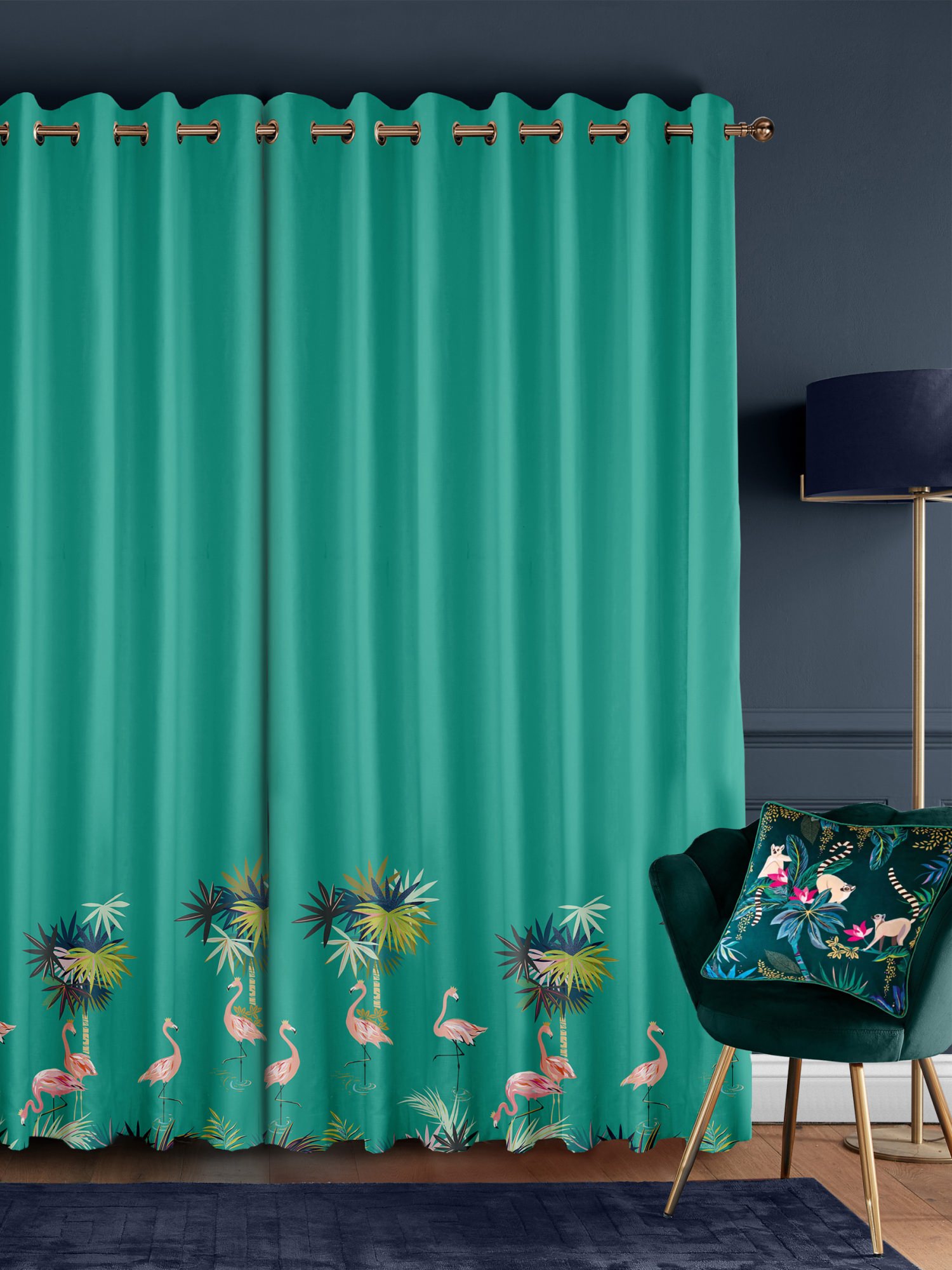 sara miller flamingo border green curtains