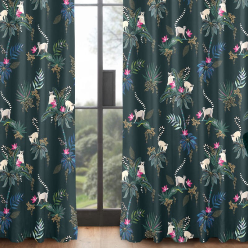 Sara Miller Lemur Forest Green Curtains