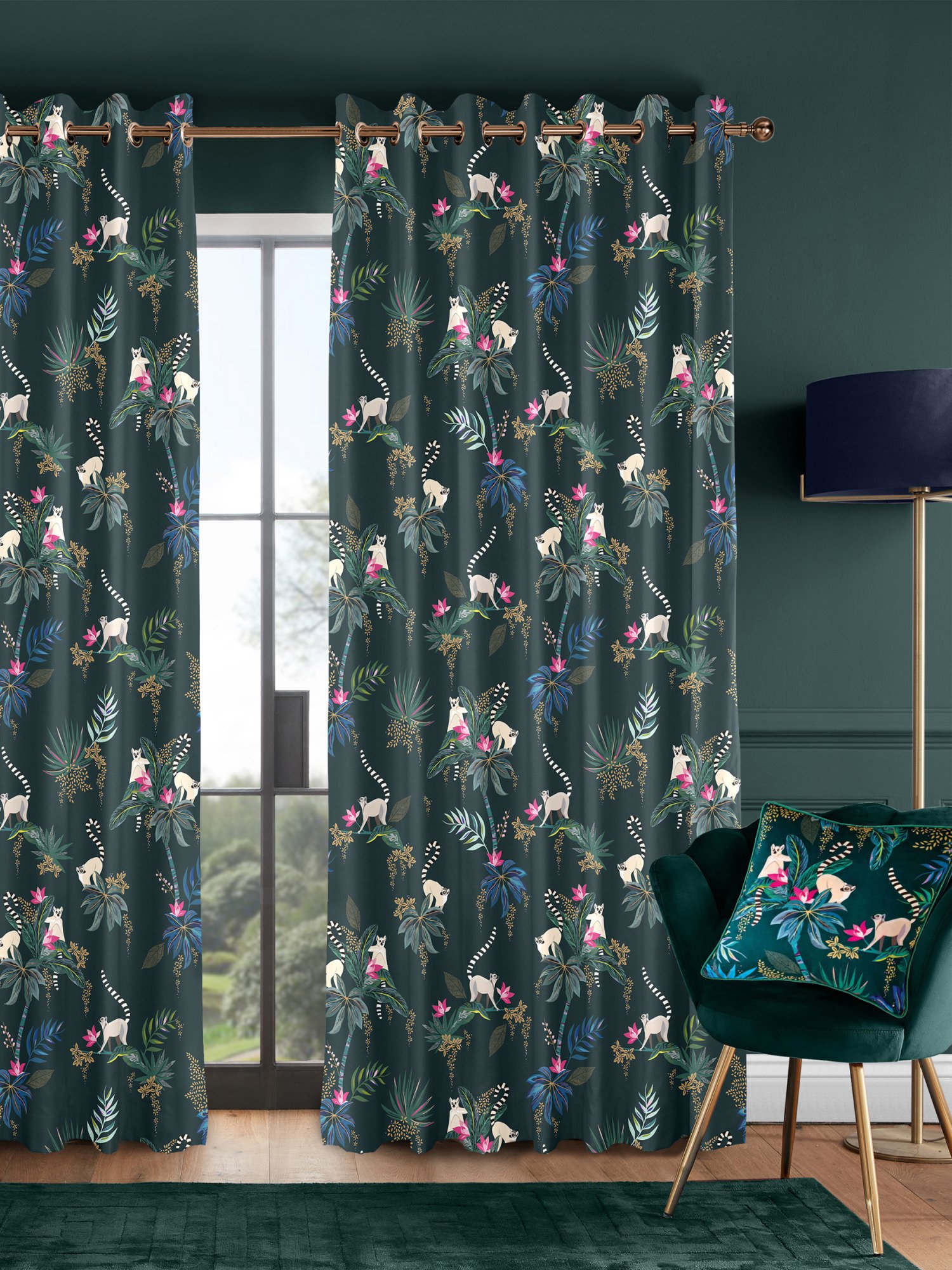 sara miller lemur forest green curtains