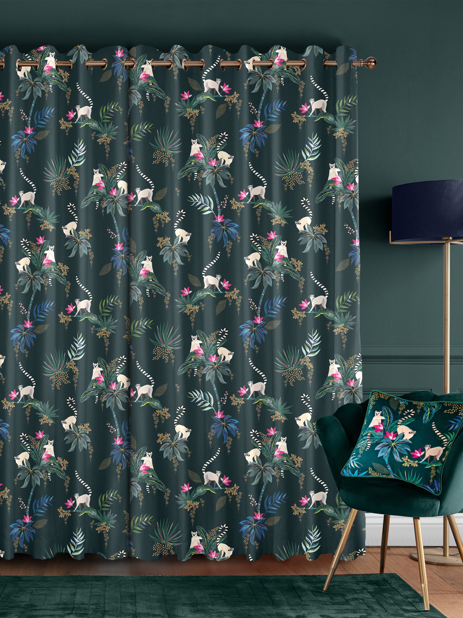 sara miller lemur forest green curtains