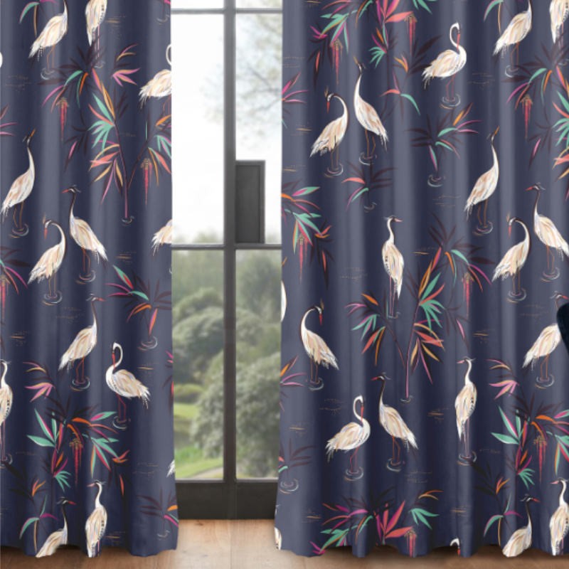 Sara Miller Heron Smokey Blue Curtains