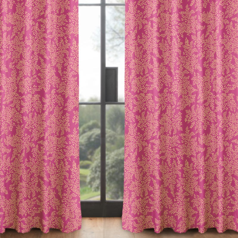 Sara Miller Little Leaves Fuchsia Curtains