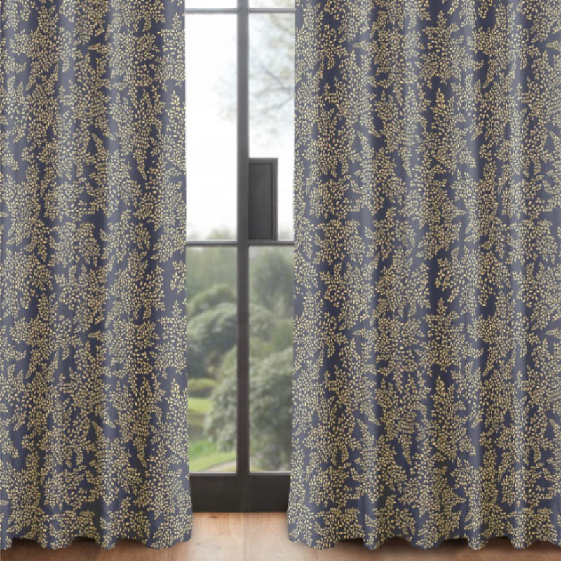 Sara Miller Little Leaves Smokey Blue Curtains