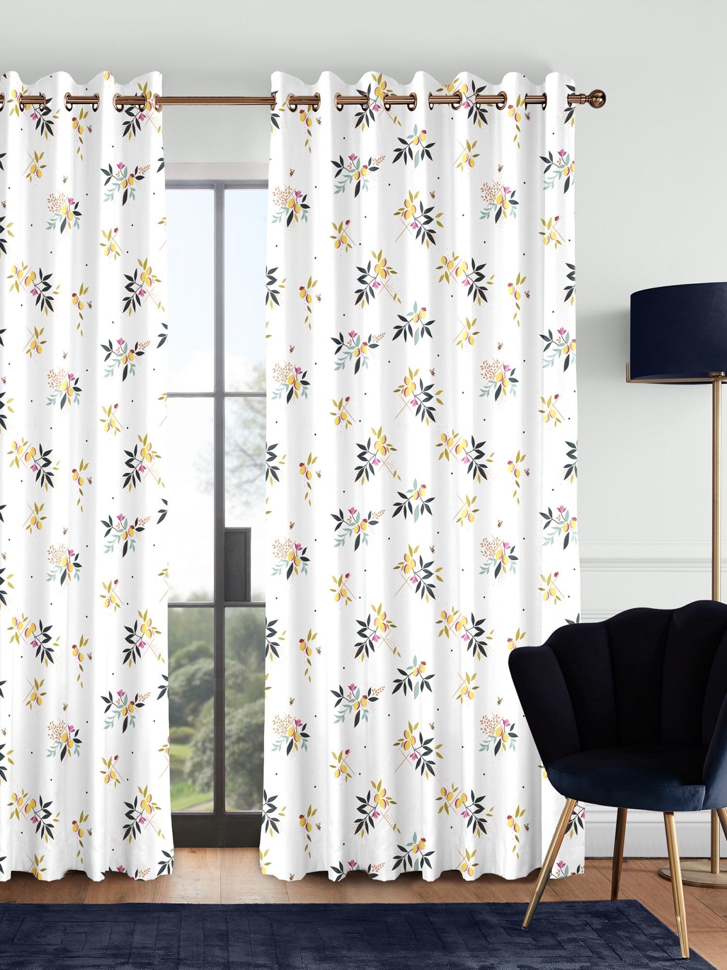 sara miller lemon cluster white curtains