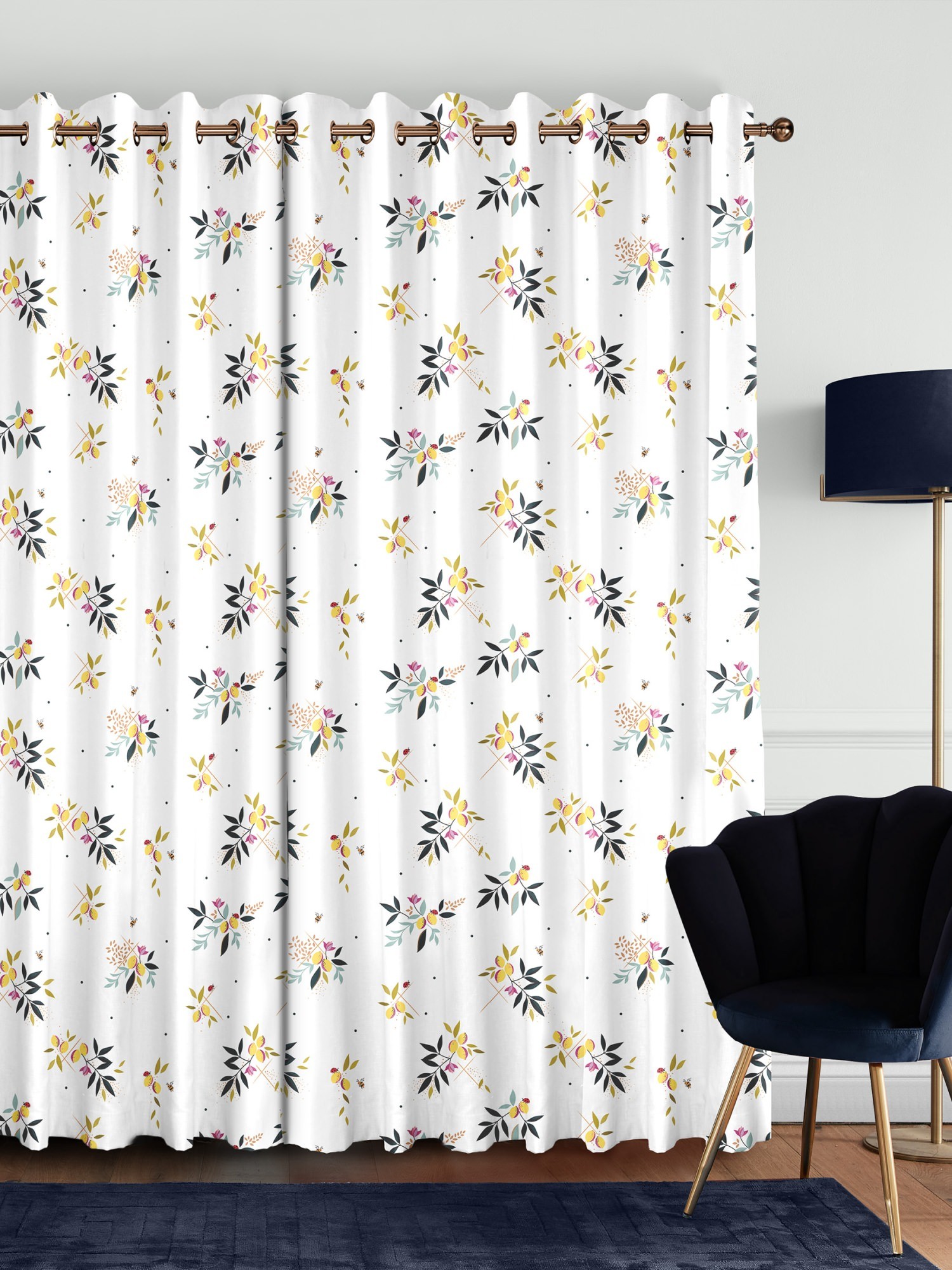 sara miller lemon cluster white curtains