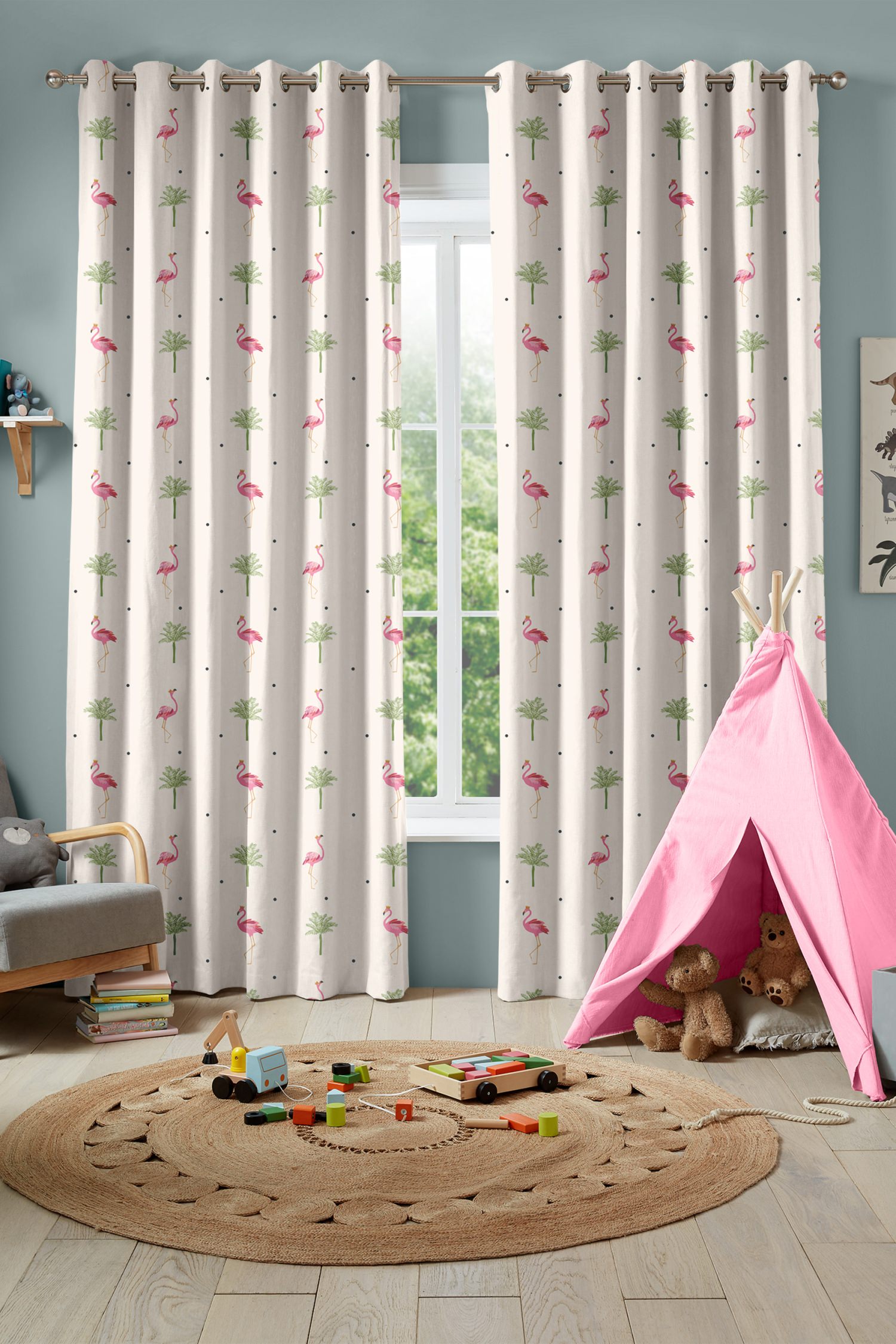 sara miller flamingo cream curtains