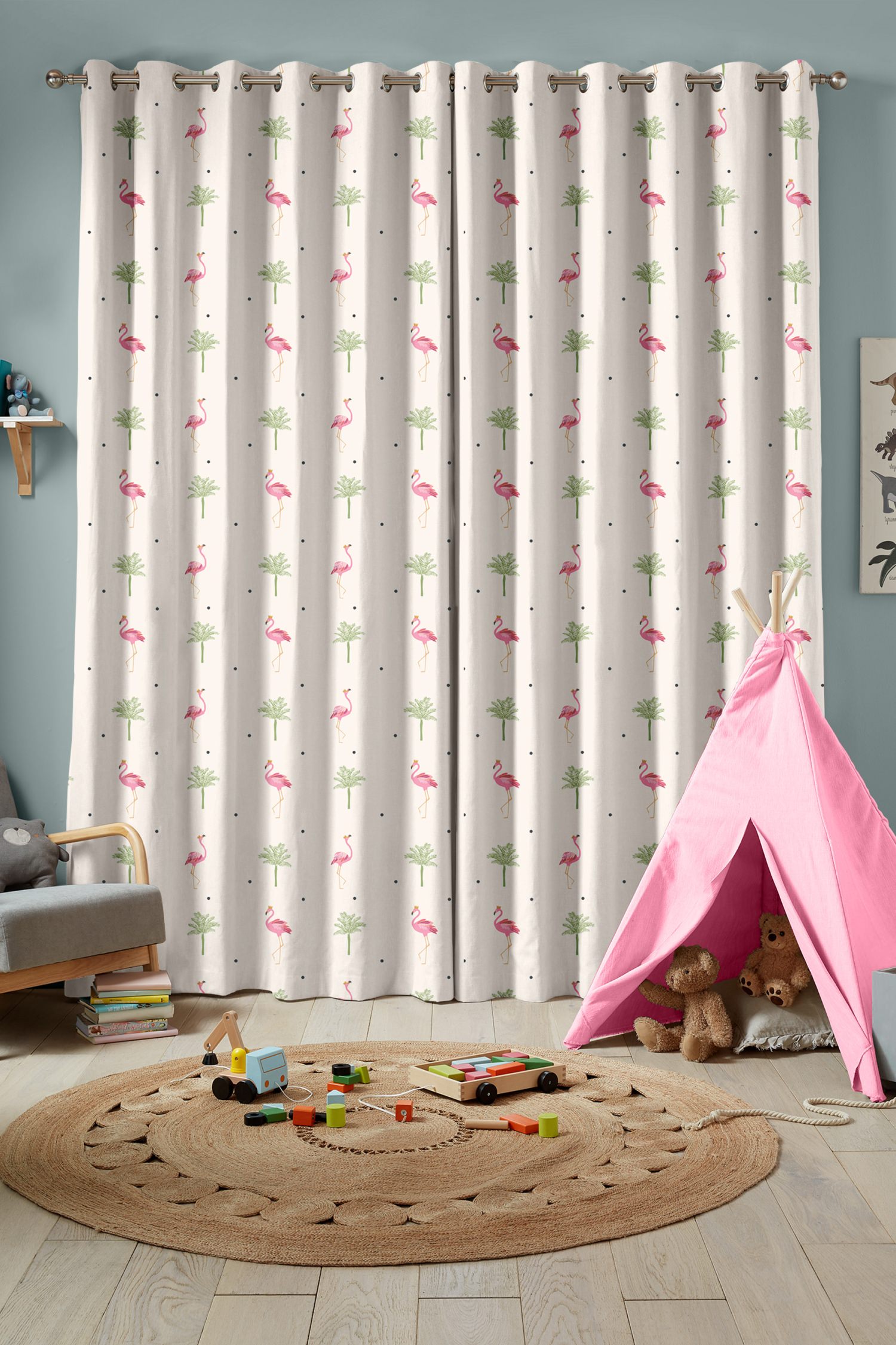 sara miller flamingo cream curtains