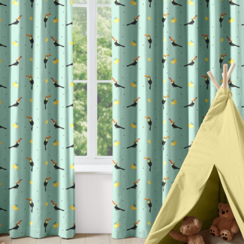 Sara Miller Toucans Aqua Curtains
