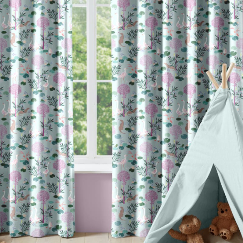 Sara Miller Riverbank Tales Pale Blue Curtains