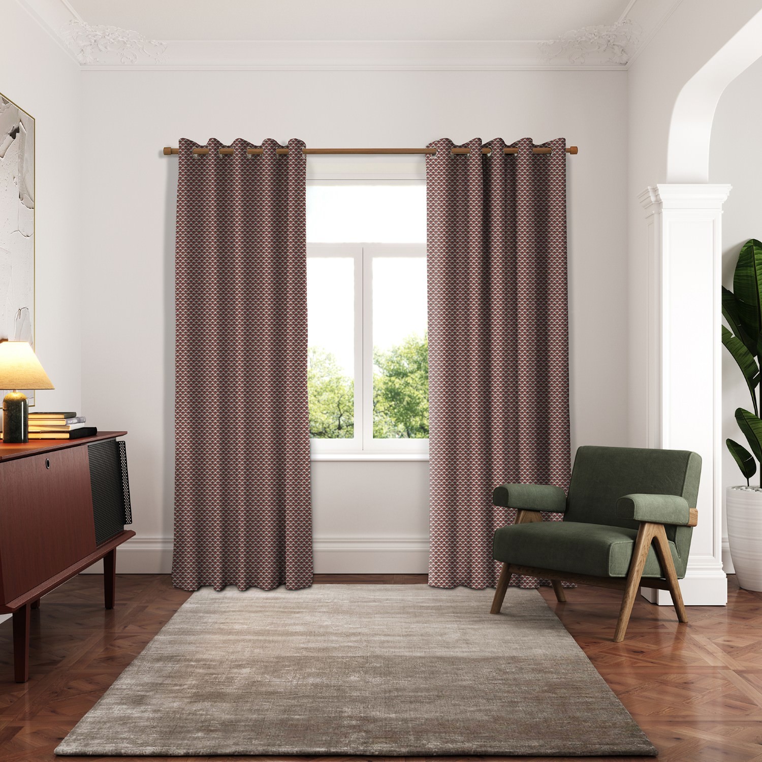 ted baker palm geo crimson curtains