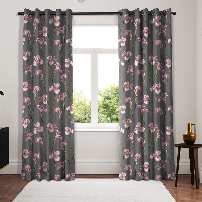Ted Baker Velvet Wild Iris Pink Charcoal Curtains