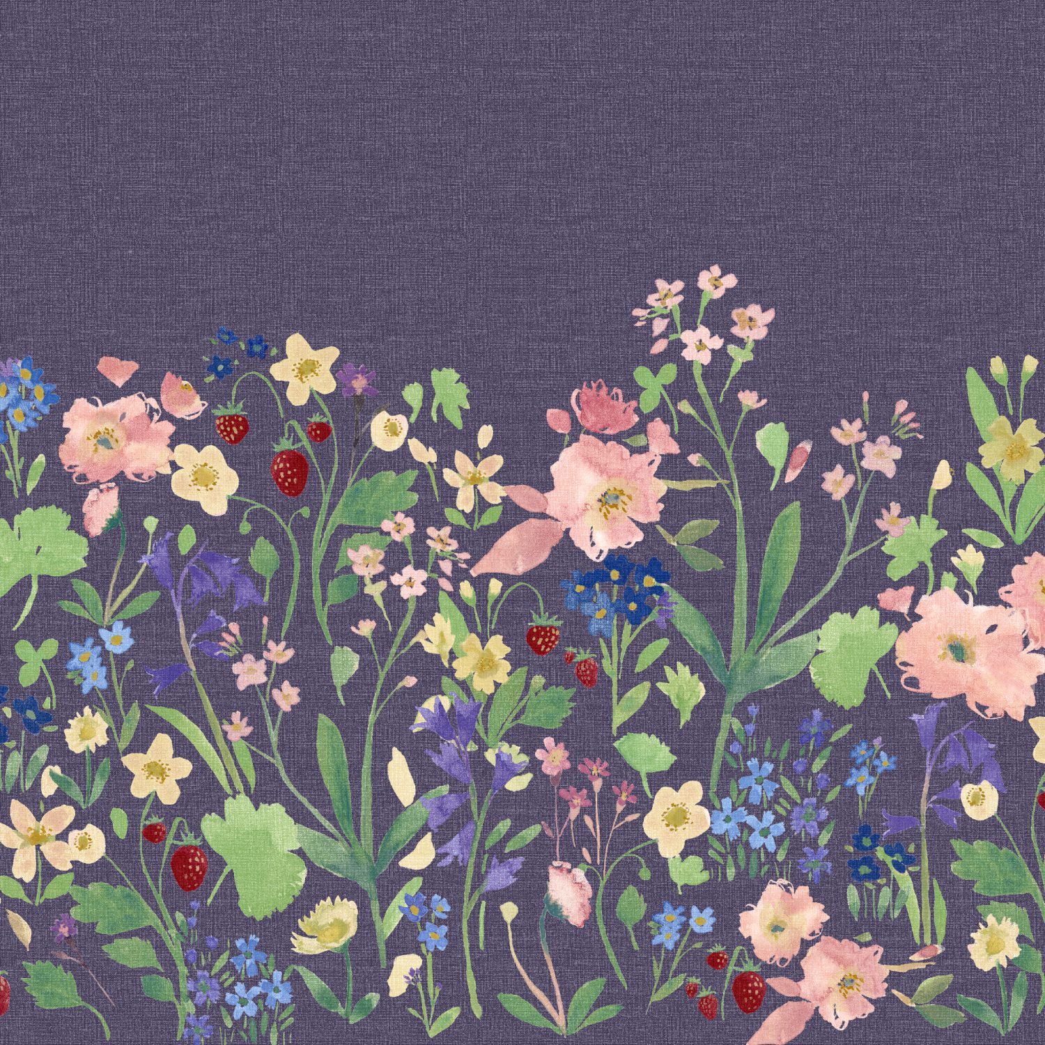 bluebellgrey berneray midnight blue floral blackout roller blind
