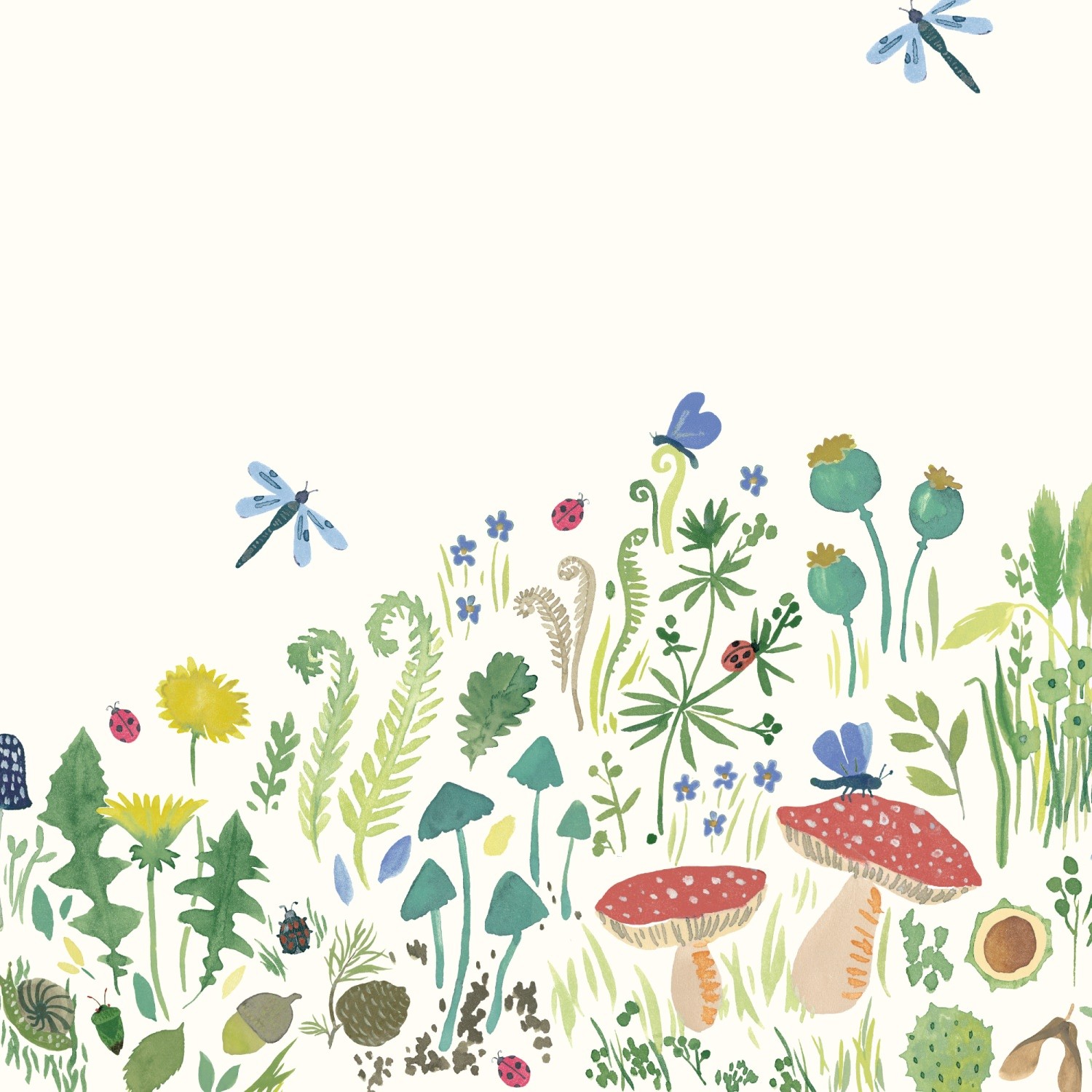 bluebellgrey garden explorer panel spring green floral blackout roller blind