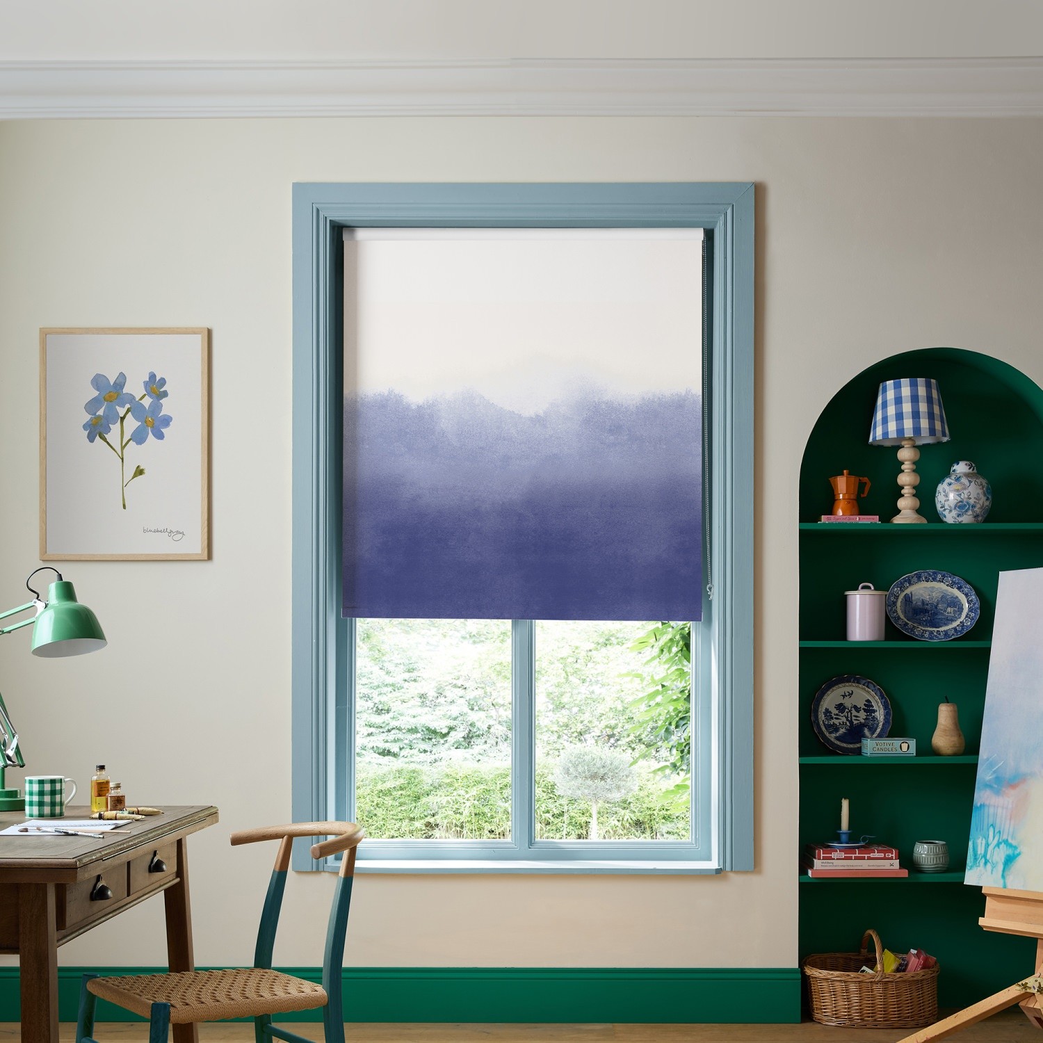 bluebellgrey ombre cornflower purple texture blackout roller blind