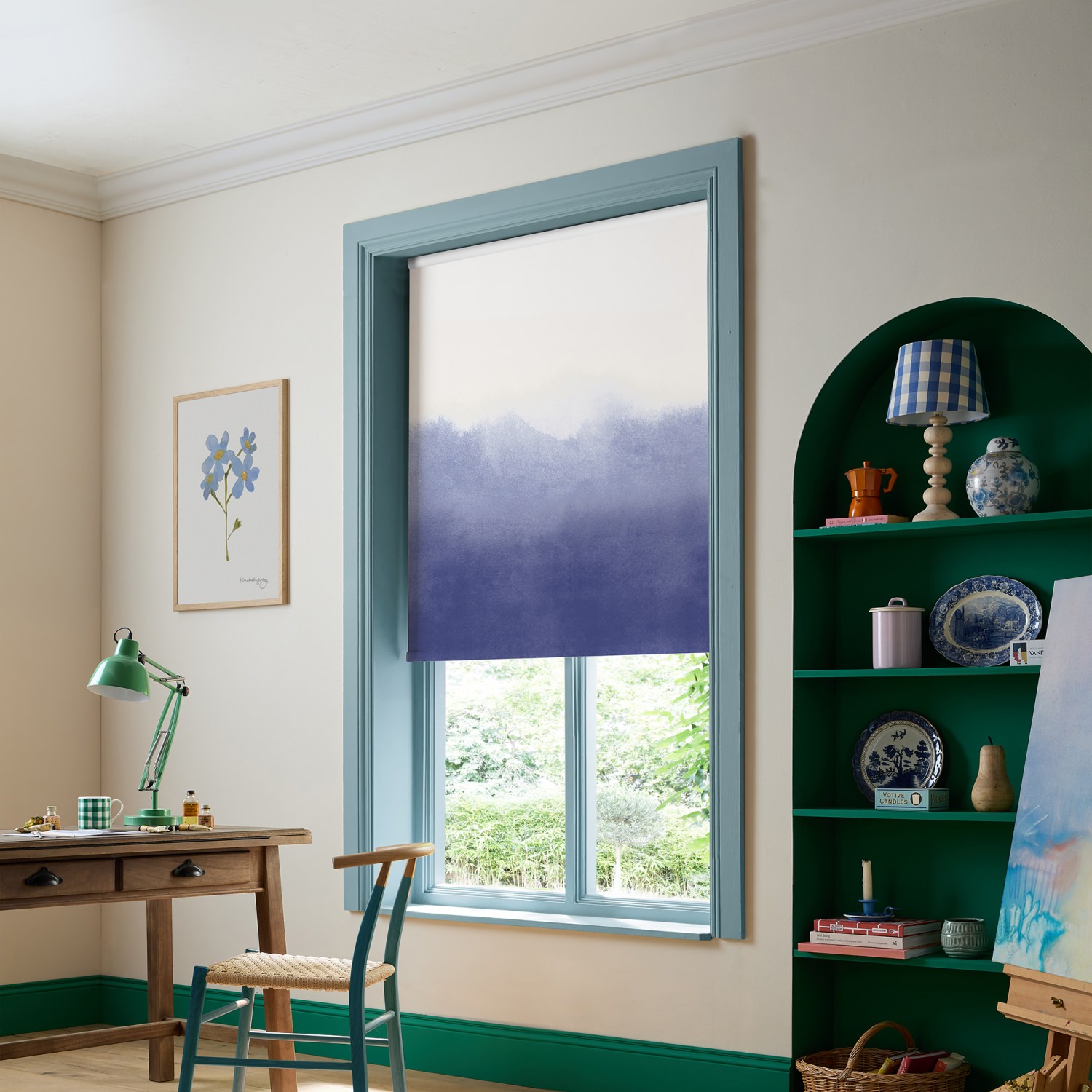 bluebellgrey ombre cornflower purple texture blackout roller blind