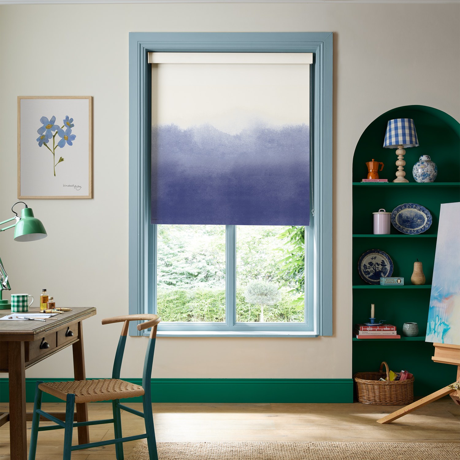 bluebellgrey ombre cornflower purple texture blackout roller blind