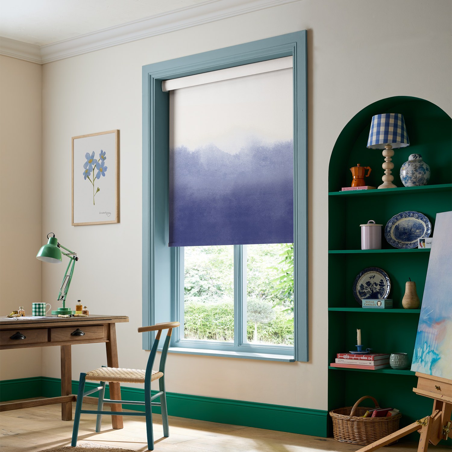 bluebellgrey ombre cornflower purple texture blackout roller blind