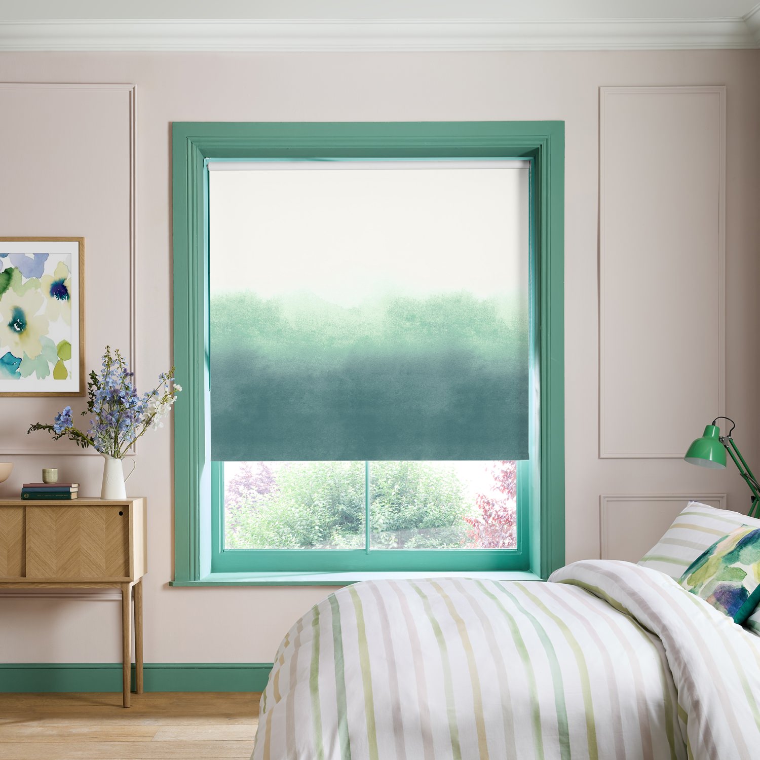 bluebellgrey ombre teal teal texture blackout roller blind