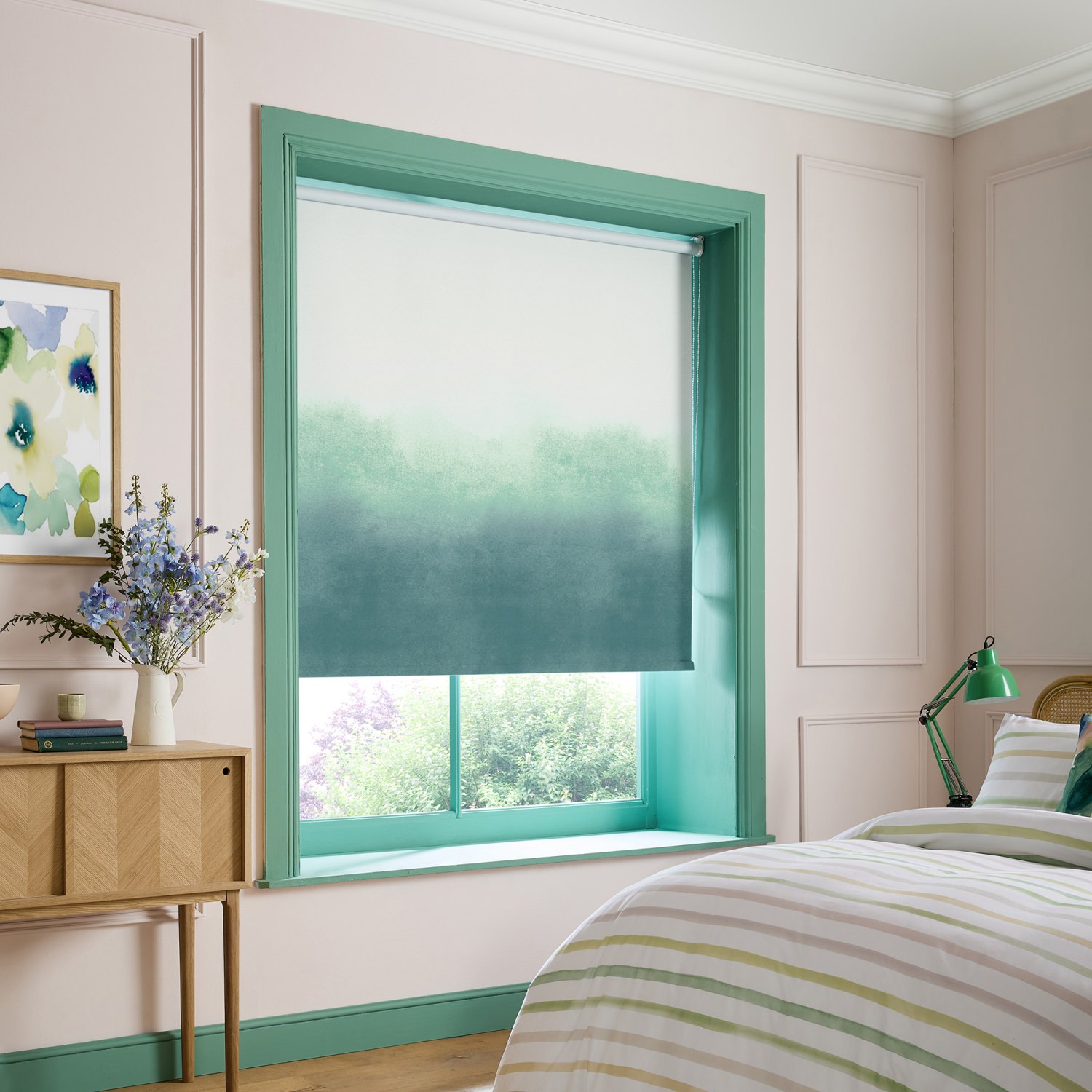 bluebellgrey ombre teal teal texture blackout roller blind