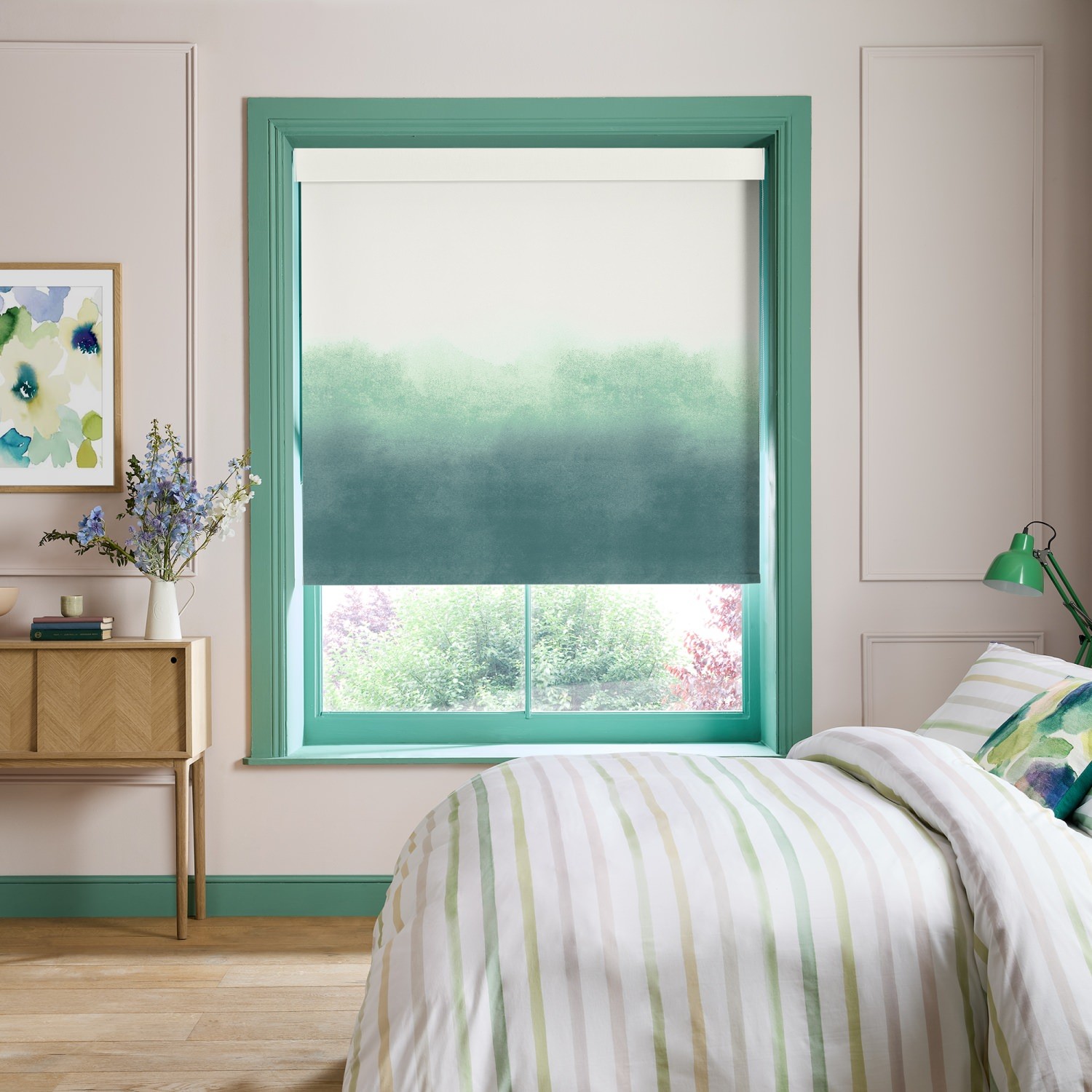 bluebellgrey ombre teal teal texture blackout roller blind