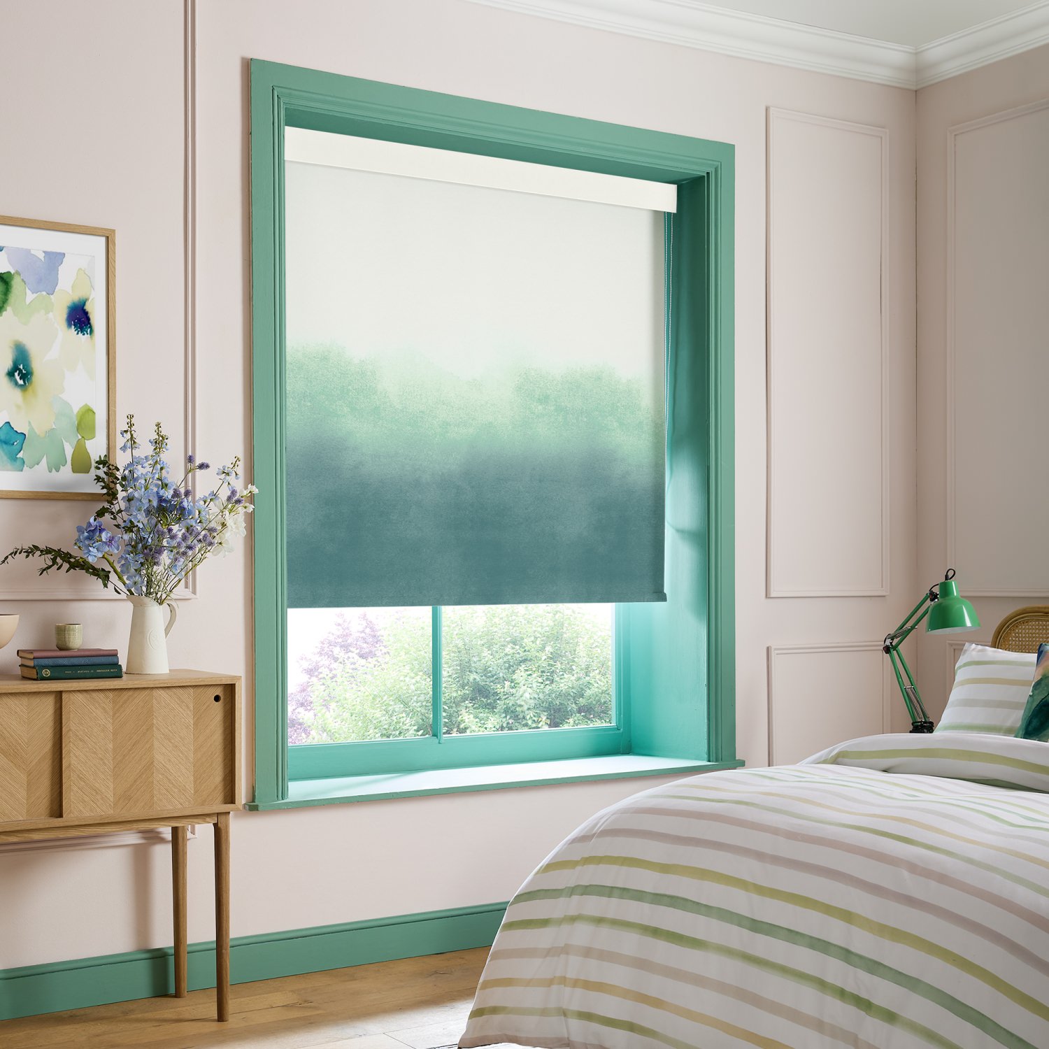 bluebellgrey ombre teal teal texture blackout roller blind
