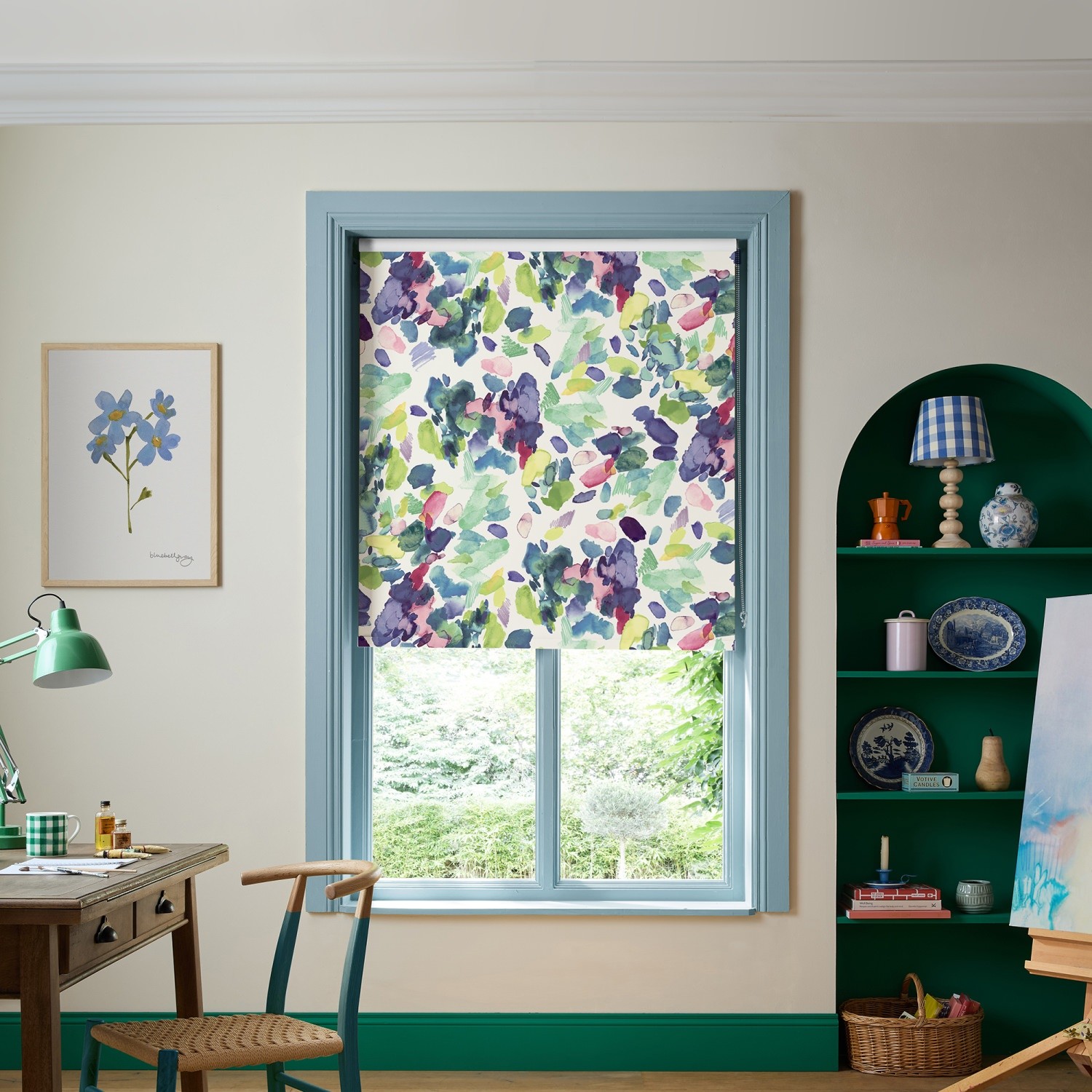 bluebellgrey palette spring purple geometric blackout roller blind
