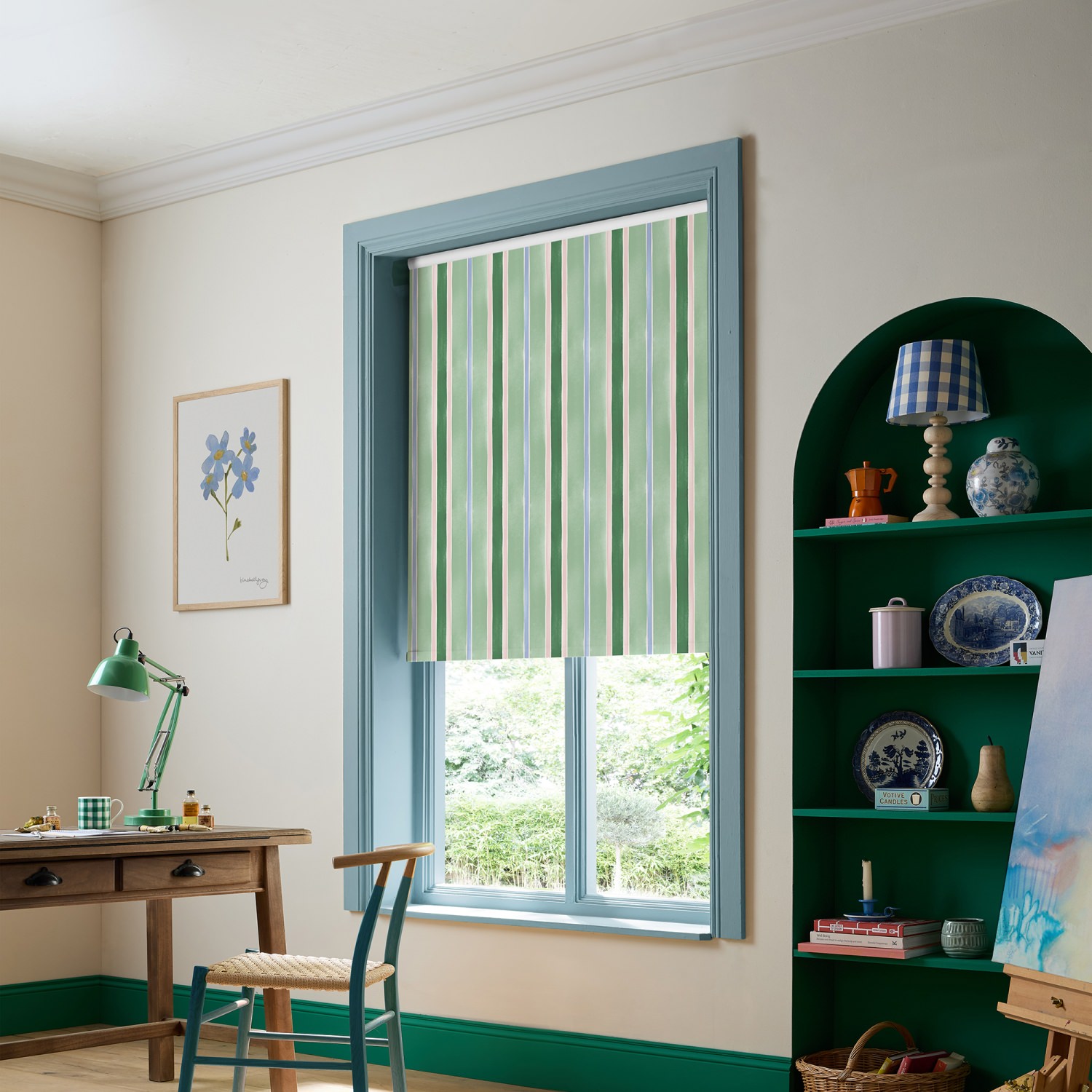 bluebellgrey seaside stripe seaglass green stripes blackout roller blind