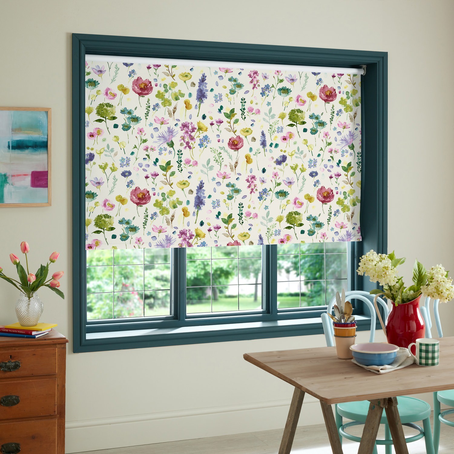 bluebellgrey tetbury spring purple floral dimout roller blind