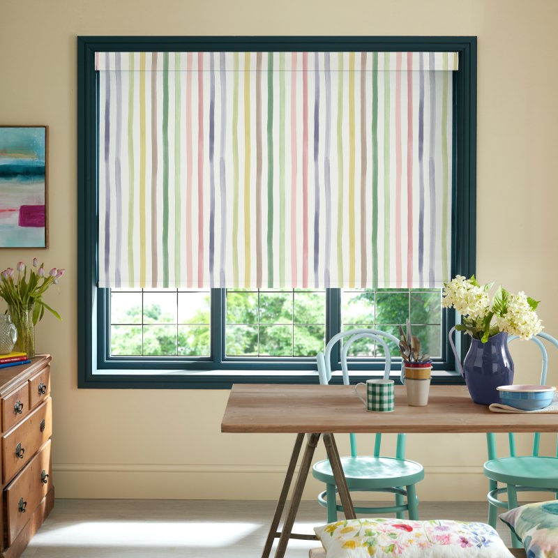 Bluebellgrey Watercolour Stripe Tetbury Yellow Stripes Dimout Roller Blind