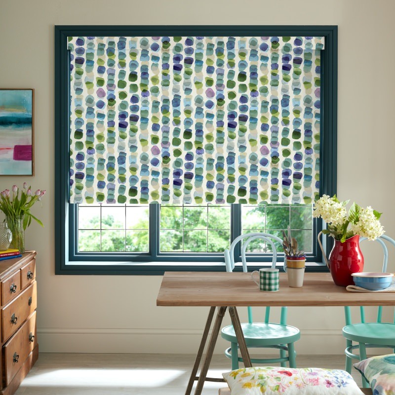 Bluebellgrey Tobermory Bay Purple Geometric Dimout Roller Blind