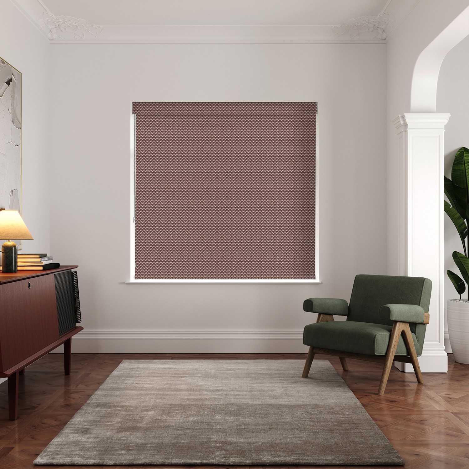 ted baker palm geo crimson blackout roller blind